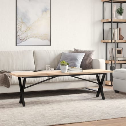 vidaXL - Salontafel - X-frame - 160x40x45,5 - cm - grenenhout - en - staal