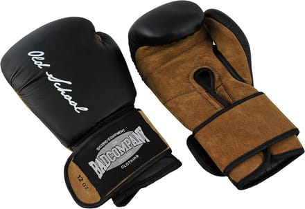 Leren Bokshandschoenen Old School Zwart/Bruin - Training, Sparring & Wedstrijd