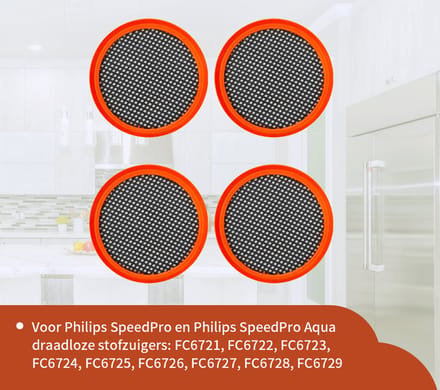 Replacements® filterset geschikt voor Philips Speedpro steelstofzuiger - 4 stuks