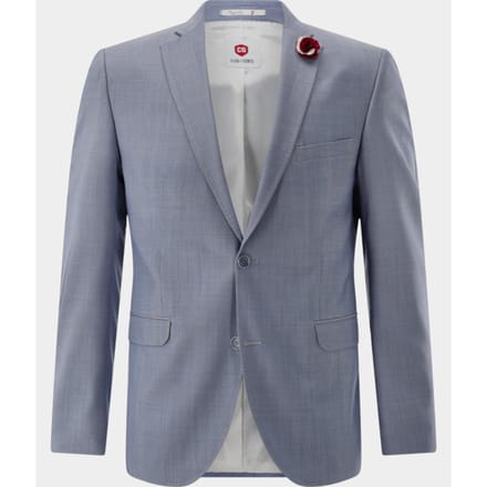 slim fit 2-knoops colbert van mix van scheerwol en elastaan