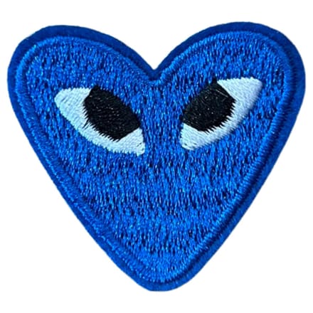 Hartje Met Oogjes Strijk Embleem Patch Donker Blauw 4.3 cm / 3.8 cm / Donkerblauw