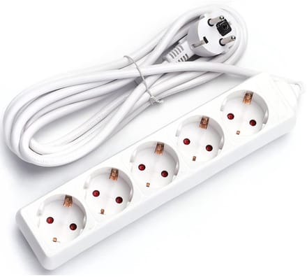 Stekkerdoos - Verlengsnoer - Aigi Synci - 3680W - 5 Stopcontacten - 3 Meter - Wit | Nederland