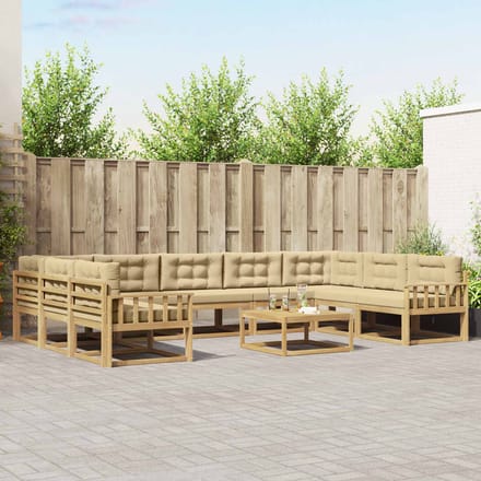 vidaXL - Buiten - bank - set - 10 - st - Wit - en - Beige