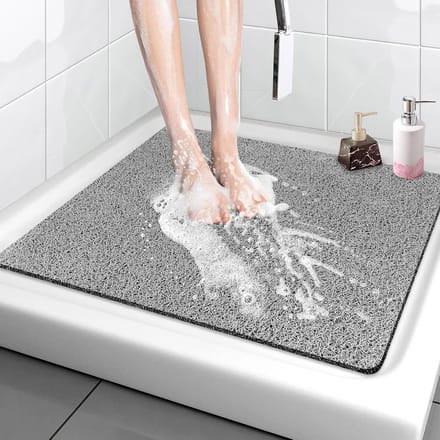 Douchemat Antislip - Badmat Sneldrogend - Veilig Douchen - Met Afvoergaten - 82 x 70 cm - Donkergrijs