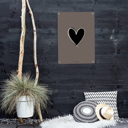 MOODZ design | Tuinposter | Buitenposter | Hart | 70 x 100 cm | Bruin