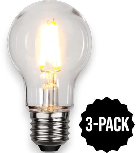 3-Pack | Prikkabel - Standaard bol - E27 - 2.4W - Extra Warm Wit - 2700K - Filament - Helder