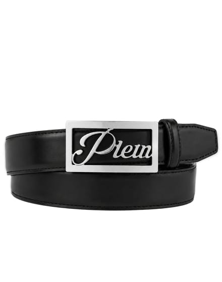 Plein Signature Log Leather Belt