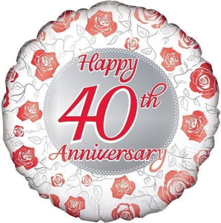Folie ballon happy 40th anniversary 18 inch (45cm)
