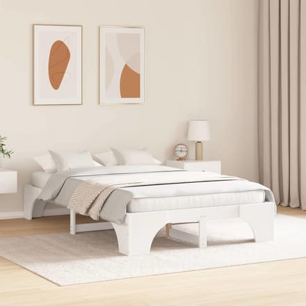 vidaXL - Bedframe - Wit - 140 - x - 190 - cm - Massief - grenenhout