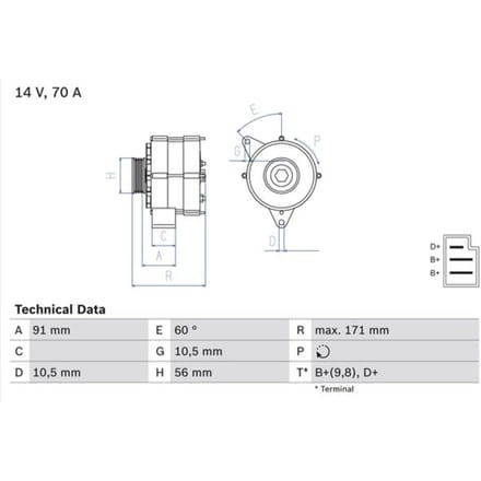 Driefasige generator BOSCH 0 986 033 810