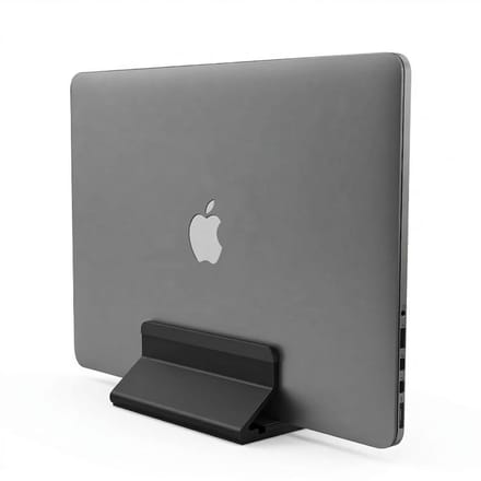Mastersøn Verticale Laptop Standaard - Verstelbaar - Aluminium - Ruimtebesparend - Zwart