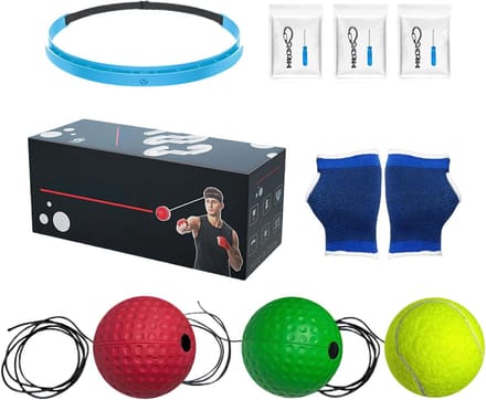 Boks Reflexbal - Reactietraining Bal - Hand Oog Coördinatie - Verstelbare Hoofdband - Set van 3 Ballen - Groen