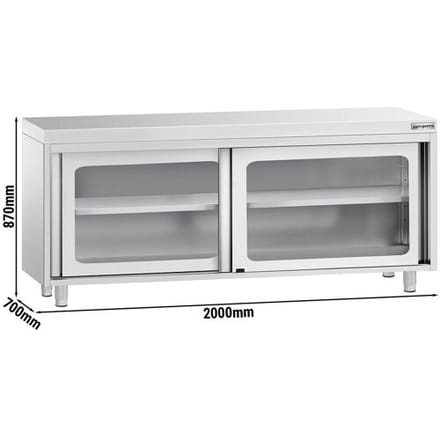 GGM Gastro Edelstahl Arbeitsschrank PREMIUM - 2000x700mm - mit Glasschiebetür