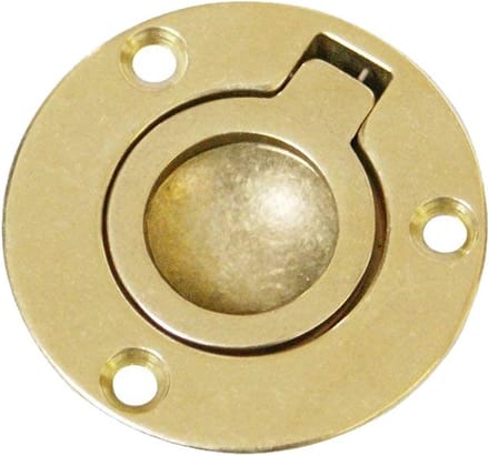 Luikring rond met veer - Messing gepolijst - 53mm - opschroef