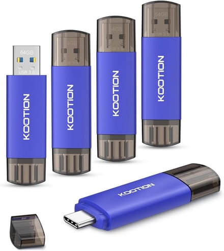 Set van 5 USB C en USB A Flashdrives - 64GB Geheugenstick Dual Connector voor Telefoon en PC