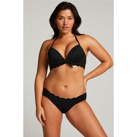Hunkemöller  - Maat L - Dames Badmode Bikinibroekje Scallop - Zwart