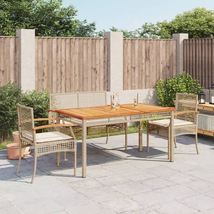 vidaXL - 4-delige - Tuinset - met - kussens - poly - rattan - beige