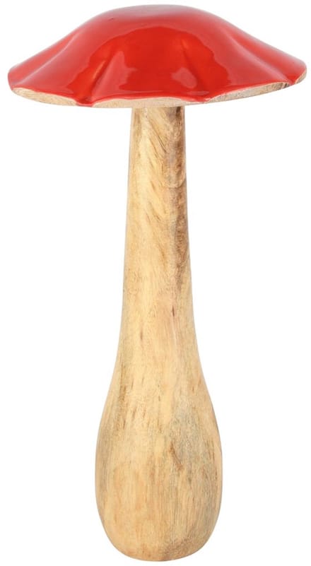 Dekoratief | Paddenstoel, rood/naturel, hout/email, 15x15x29cm | A258236