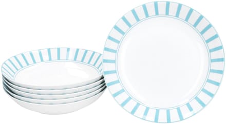 MamboCat Set van 6 SPLIT TURQUOISE soepborden porselein 6 personen