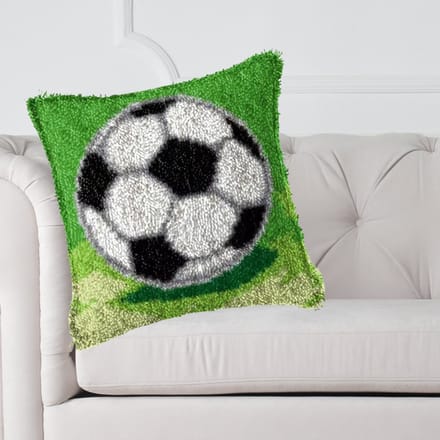 Smyrna kussen DIY Kit, Knoop je eigen kussen Latch hook, telpatroon, 43x43cm, voetbal, cadeau, creatief