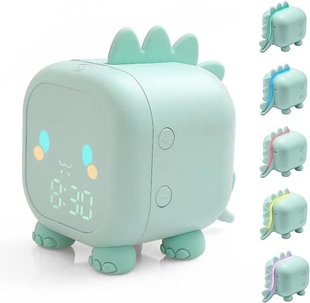 Digitale Kinderwekker met Nachtlampje, Timer en Snooze - Groene Dinosaurus Klok