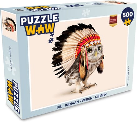 Puzzel Uil - Indiaan - Veren - Dieren - Legpuzzel - Puzzel 500 stukjes