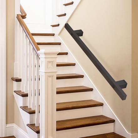 Trapleuning - Muursteun Balustrade - Veilig Traplopen - Smeedijzeren Stevigheid - 480cm Lengte - Zwart