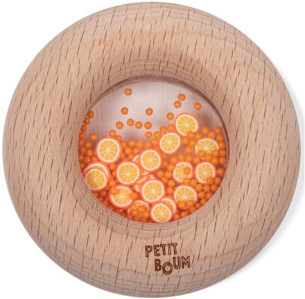 Petit Boum - Sensorische rammelaar donut, fruit - Oranje