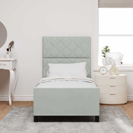 vidaXL - Boxspring - bed - met - hoofdeinde - Lichtgrijs - 90 - x - 200 - cm - Fluweel