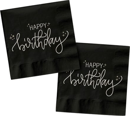 Folat - Servetten - Crème noir happy birthday - 20 stuks