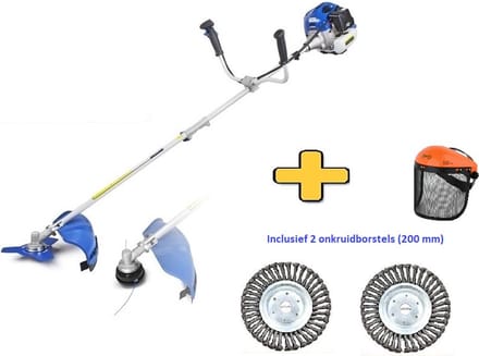 Borg Krachtige 52cc benzine bosmaaier + 2 onkruidborstels - 3 in 1 tuinmachine