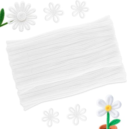 Polyester Pijpenragers - Chenilledraad Knutseldraad - Creatief Knutselen - Flexibel Buigbaar Materiaal - 30 Cm Lengte - Wit