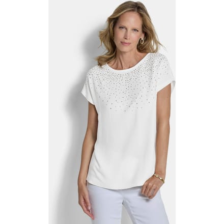 Chic blouseshirt met glittersteentjes - gebroken wit - Gr. 25 van Goldner Fashion