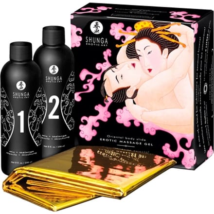 Shunga Sparkling Aardbei Massage Gel - 2 x 225ml