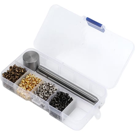 Œillets 2mm Kit d'œillets en métal cuivre plaqué Lacets Ceintures Boucles d'œillets Avec Boîte de Rangement en Plastique gray
