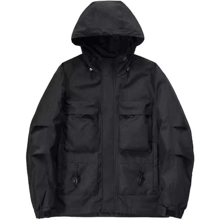 Veste coupe-vent ample à capuche pour homme, grande taille, décontractée, multi-poches, pour l'extérieur 5XL black
