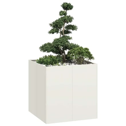vidaXL - Plantenbak - 80x80x80 - cm - staal - wit