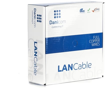 DANICOM CAT6A U/UTP 50 meter kabel op rol stug - LSZH (Dca) - Trekdoos - Internetkabel - Netwerkkabel - UTP kabel