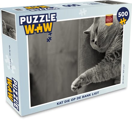 Puzzel Kat die op de bank ligt - Legpuzzel - Puzzel 500 stukjes