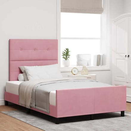 vidaXL - Boxspring - bed - met - hoofdeinde - Roze - 120 - x - 190 - cm - Fluweel