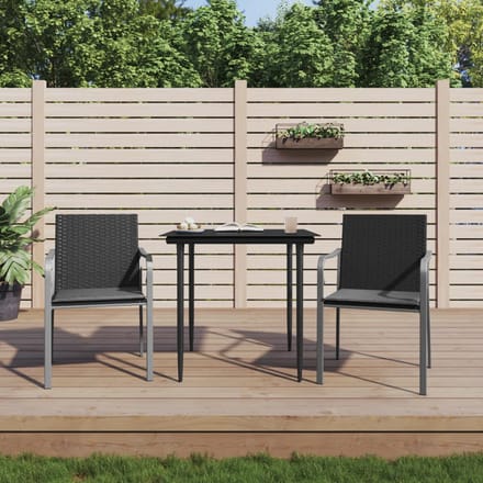 vidaXL - 3-delige - Tuinset - met - kussens - poly - rattan - en - staal