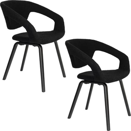 Zuiver Flexback Eetkamerstoelen Armleuning Zwart - Set van 2