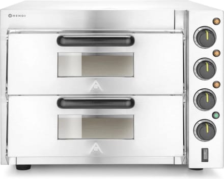 HENDI Compacte pizzaoven – dubbele kamer – vuurstenen vloer – 350°C – zilver – 230V/3000W