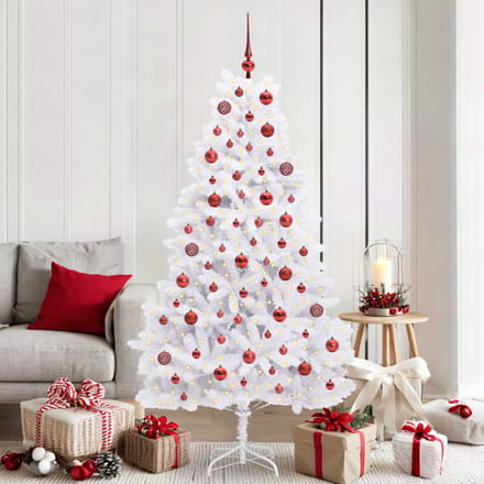 vidaXL - Kunstmatige - Hinged - Kerstboom - Wit - 180 - cm - PVC - en - Staal
