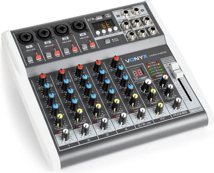 Mengpaneel - Vonyx VMM-K602 6 kanaals muziekmixer met Bluetooth, USB en effecten - Voor 4 microfoons