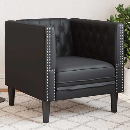 vidaXL - Fauteuil - Chesterfield-stijl - kunstleer - zwart