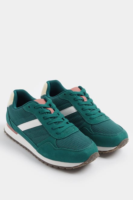 Yours Turquoisegroene Sneakers Met Kleurvlakken In Extra Brede Eeepasvormsize 37EEE
