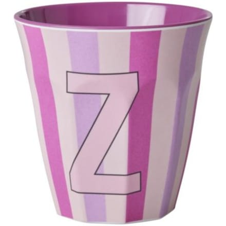 Rice melamine beker medium gestreept letter z, roze