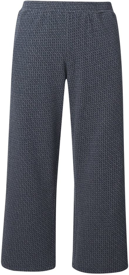 Ulla Popken - Dames - Sweatpants Rose wijde pijpen elastische tailleband - Marine - Maat 46+