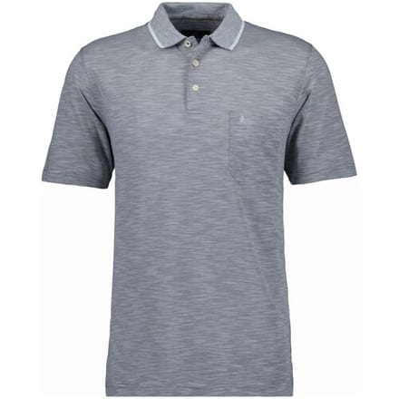 Ragman Polo Soft Knit Fine Stripe Easy Care Grijs Melange / male